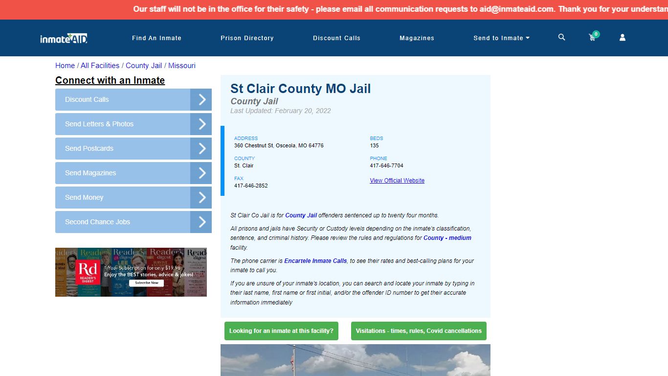 St Clair County MO Jail - Inmate Locator - Osceola, MO