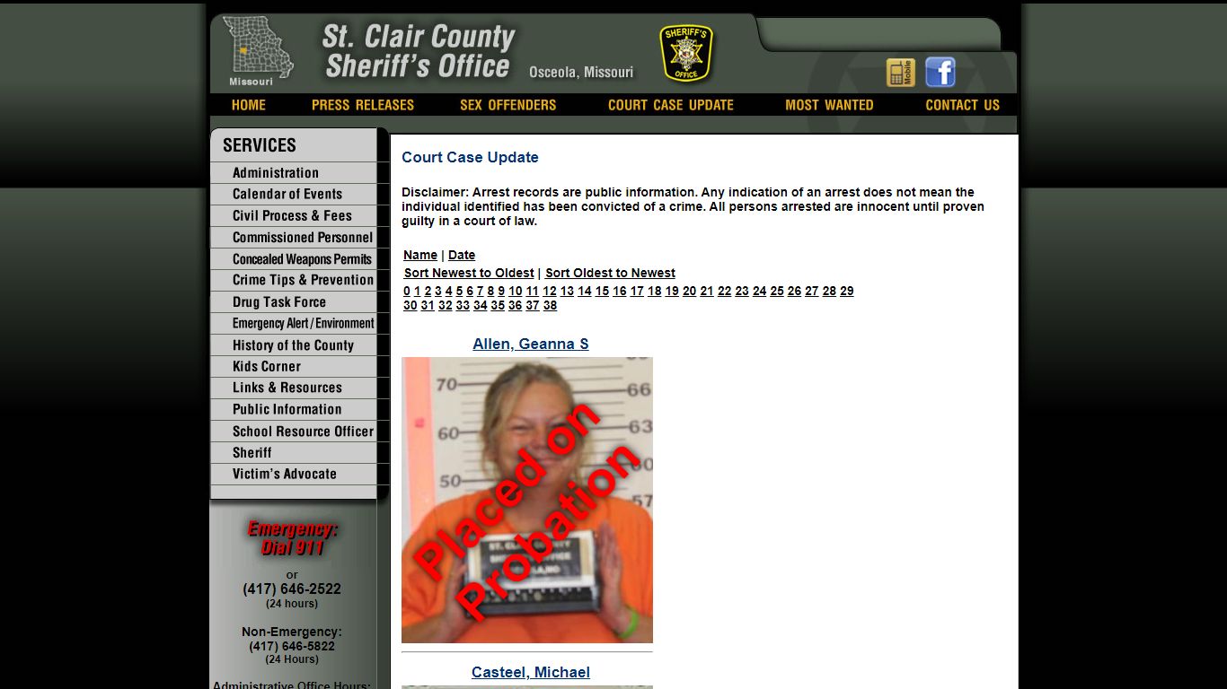 Court Case Update - St. Clair County Sheriff MO