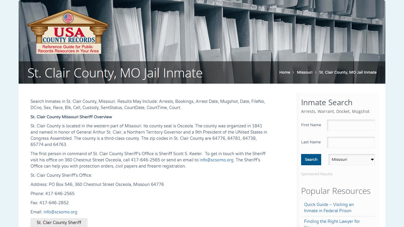 St. Clair County, MO Jail Inmate | Name Search