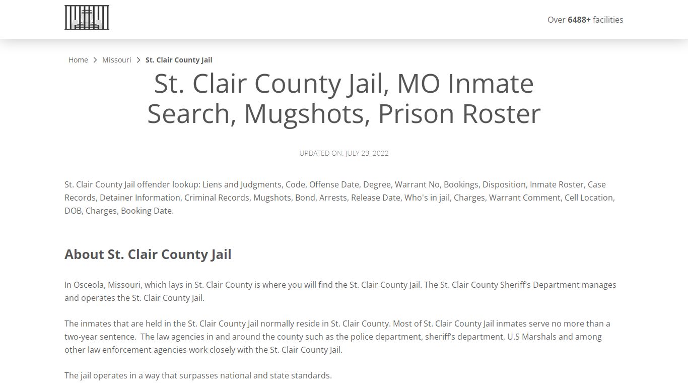 St. Clair County Jail, MO Inmate Search, Mugshots, Prison ...