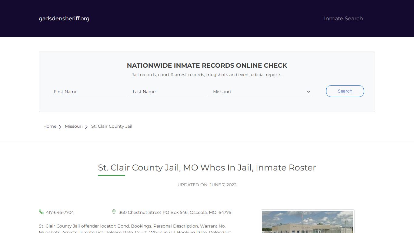 St. Clair County Jail, MO Inmate Roster, Whos In Jail